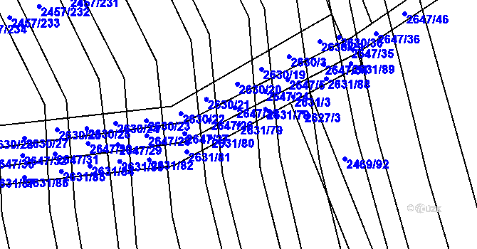 Parcela st. 2631/79 v KÚ Dobročkovice, Katastrální mapa