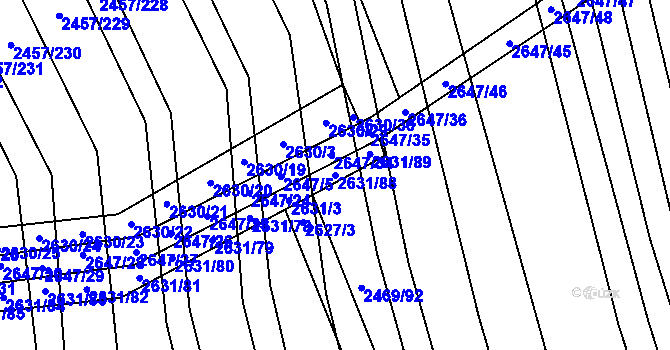 Parcela st. 2631/88 v KÚ Dobročkovice, Katastrální mapa