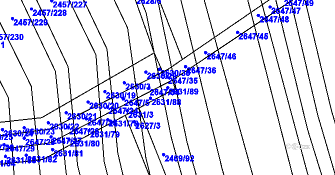 Parcela st. 2631/89 v KÚ Dobročkovice, Katastrální mapa