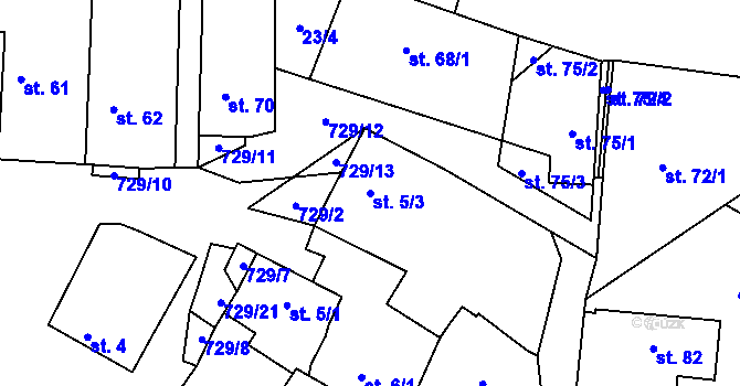 Parcela st. 5/3 v KÚ Dobročovice, Katastrální mapa