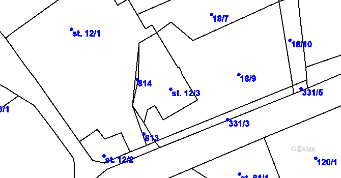 Parcela st. 12/3 v KÚ Dobročovice, Katastrální mapa