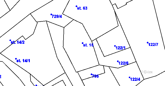 Parcela st. 15 v KÚ Dobročovice, Katastrální mapa