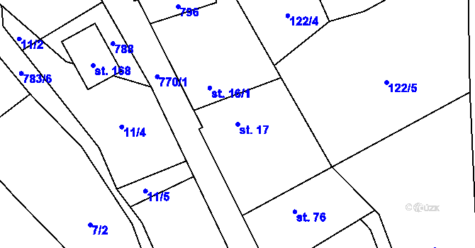 Parcela st. 17 v KÚ Dobročovice, Katastrální mapa