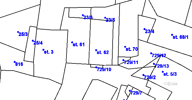 Parcela st. 62 v KÚ Dobročovice, Katastrální mapa