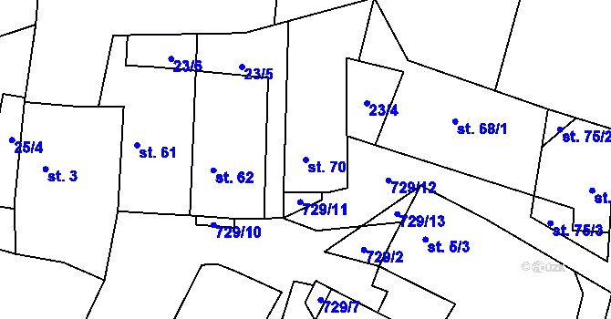 Parcela st. 70 v KÚ Dobročovice, Katastrální mapa