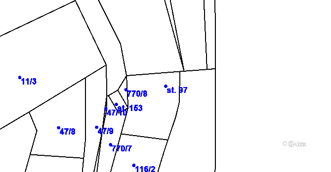 Parcela st. 97 v KÚ Dobročovice, Katastrální mapa