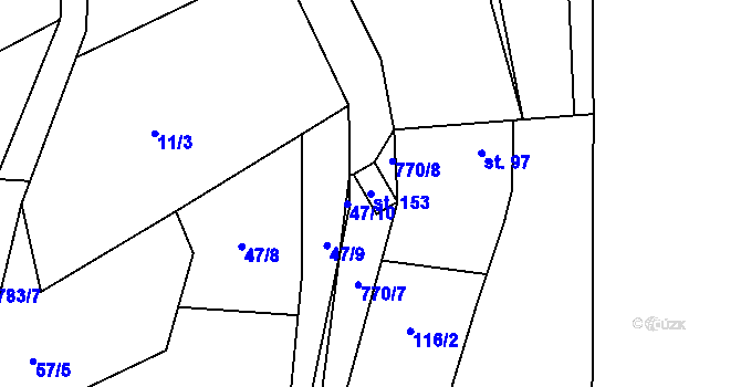 Parcela st. 153 v KÚ Dobročovice, Katastrální mapa