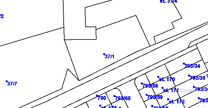 Parcela st. 37/1 v KÚ Dobročovice, Katastrální mapa