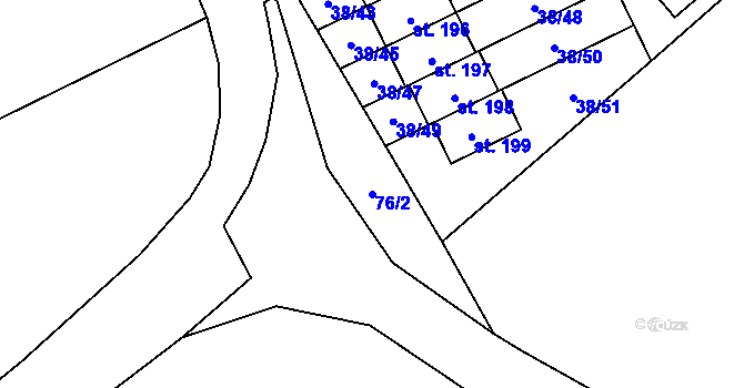 Parcela st. 76/2 v KÚ Dobročovice, Katastrální mapa