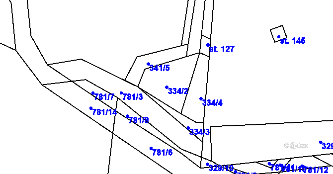 Parcela st. 334/2 v KÚ Dobročovice, Katastrální mapa