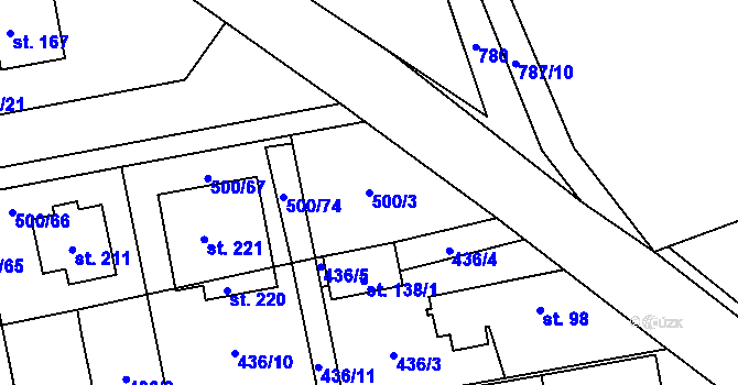 Parcela st. 500/3 v KÚ Dobročovice, Katastrální mapa