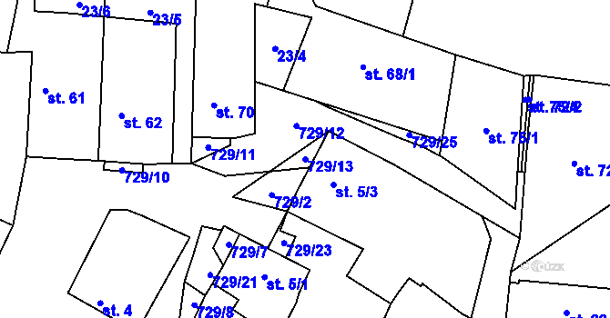 Parcela st. 729/13 v KÚ Dobročovice, Katastrální mapa