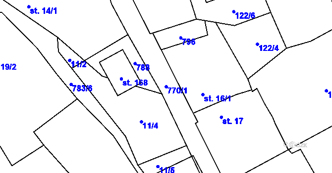Parcela st. 770/1 v KÚ Dobročovice, Katastrální mapa