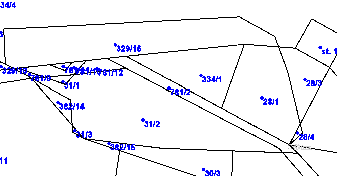 Parcela st. 781/2 v KÚ Dobročovice, Katastrální mapa
