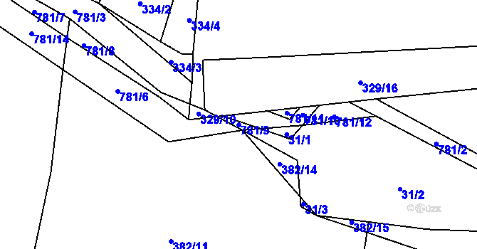 Parcela st. 781/9 v KÚ Dobročovice, Katastrální mapa