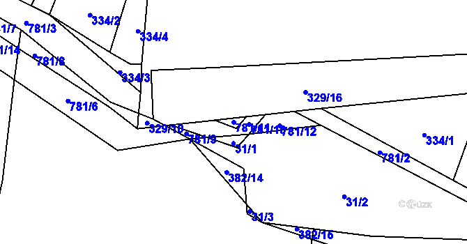 Parcela st. 781/11 v KÚ Dobročovice, Katastrální mapa