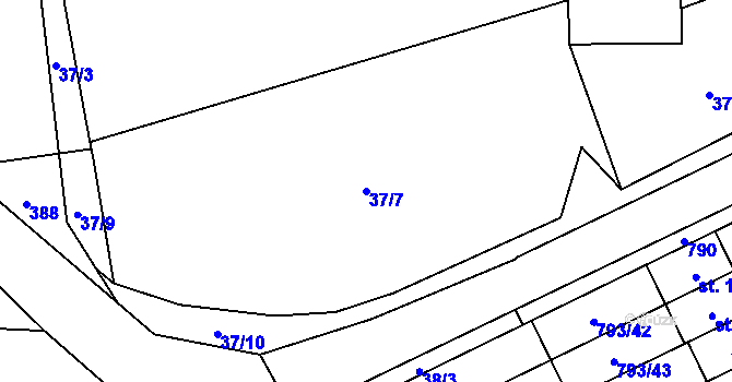 Parcela st. 37/7 v KÚ Dobročovice, Katastrální mapa