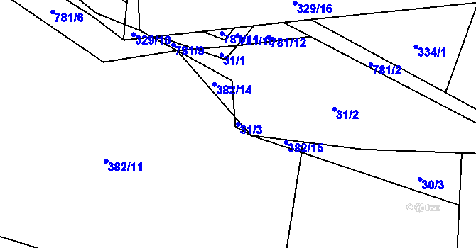 Parcela st. 31/3 v KÚ Dobročovice, Katastrální mapa