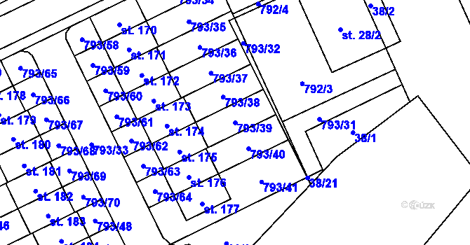 Parcela st. 793/39 v KÚ Dobročovice, Katastrální mapa