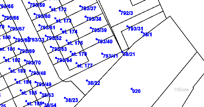 Parcela st. 793/41 v KÚ Dobročovice, Katastrální mapa