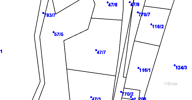 Parcela st. 47/7 v KÚ Dobročovice, Katastrální mapa