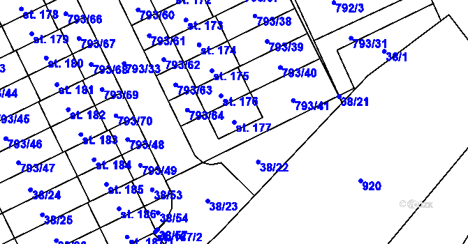 Parcela st. 177 v KÚ Dobročovice, Katastrální mapa