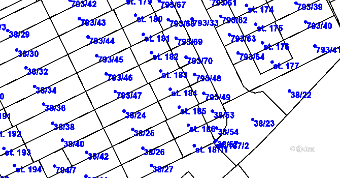 Parcela st. 184 v KÚ Dobročovice, Katastrální mapa