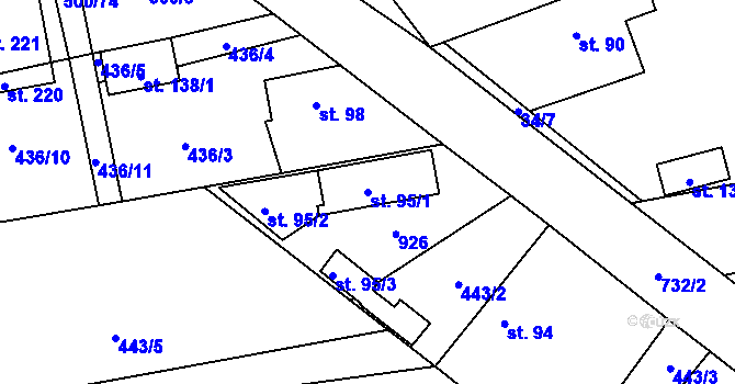 Parcela st. 95/1 v KÚ Dobročovice, Katastrální mapa
