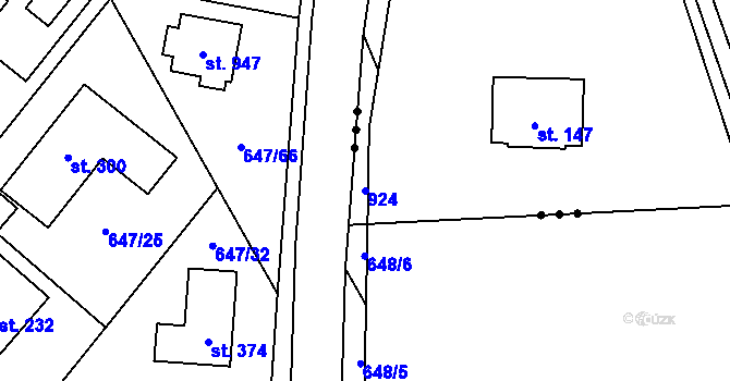 Parcela st. 924 v KÚ Dobročovice, Katastrální mapa