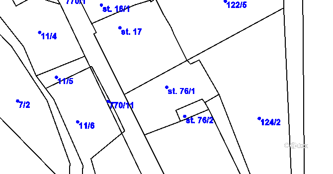 Parcela st. 76/1 v KÚ Dobročovice, Katastrální mapa