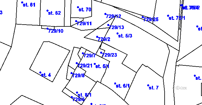 Parcela st. 729/23 v KÚ Dobročovice, Katastrální mapa