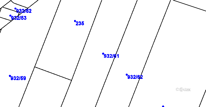 Parcela st. 932/61 v KÚ Dobročovice, Katastrální mapa