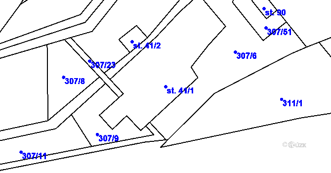 Parcela st. 41/1 v KÚ Dobrohostov, Katastrální mapa