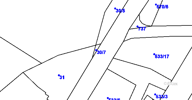 Parcela st. 30/7 v KÚ Dobrohostov, Katastrální mapa