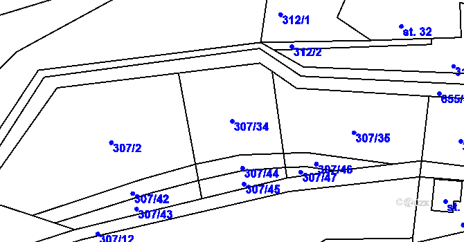Parcela st. 307/34 v KÚ Dobrohostov, Katastrální mapa