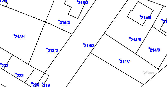 Parcela st. 214/2 v KÚ Dobrochov, Katastrální mapa