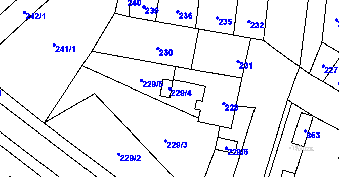 Parcela st. 229/4 v KÚ Dobrochov, Katastrální mapa