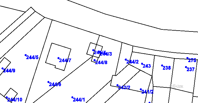 Parcela st. 244/3 v KÚ Dobrochov, Katastrální mapa