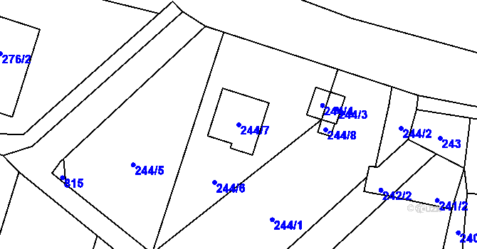 Parcela st. 244/7 v KÚ Dobrochov, Katastrální mapa