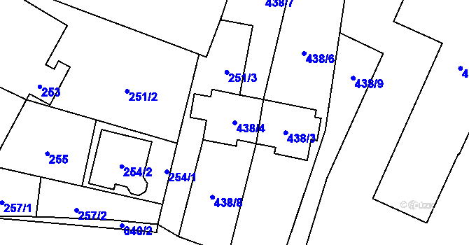 Parcela st. 438/4 v KÚ Dobrochov, Katastrální mapa