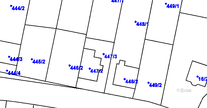 Parcela st. 447/3 v KÚ Dobrochov, Katastrální mapa