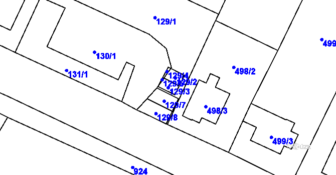 Parcela st. 129/3 v KÚ Dobrochov, Katastrální mapa