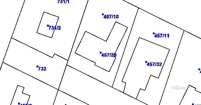 Parcela st. 457/29 v KÚ Dobrochov, Katastrální mapa