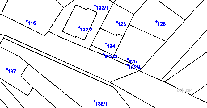 Parcela st. 122/3 v KÚ Dobrochov, Katastrální mapa