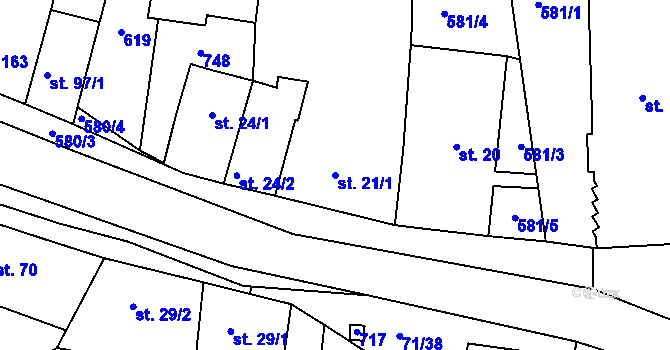 Parcela st. 21/1 v KÚ Dobroměřice, Katastrální mapa