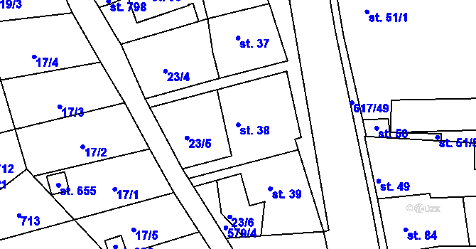 Parcela st. 38 v KÚ Dobroměřice, Katastrální mapa
