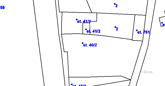 Parcela st. 40/2 v KÚ Dobroměřice, Katastrální mapa