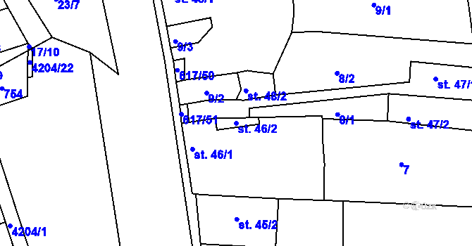 Parcela st. 46/2 v KÚ Dobroměřice, Katastrální mapa