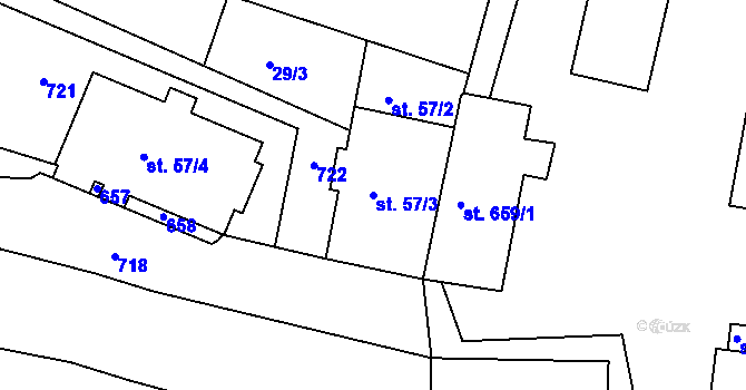 Parcela st. 57/3 v KÚ Dobroměřice, Katastrální mapa