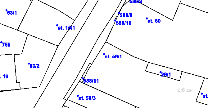 Parcela st. 59/1 v KÚ Dobroměřice, Katastrální mapa